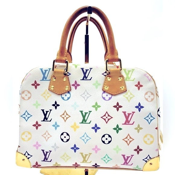 Louis Vuitton Trouville Murakami Multicolor White Monogram LV Handbag Auth - Picture 6 of 16
